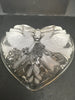 Candy Dish Heart Shaped Vintage Embossed Trinket Plate Dish Doves and Bow