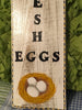 Fresh Eggs Wooden Sign Wall Art Wall Hanging Handmade Hand Painted Kitchen -One of a Kind-Unique-Home-Country-Decor-Cottage Chic-Gift FOLK ART Flour Sack Tea Towels Kitchen Decor Gift Idea Handmade JAMsCraftCloset
