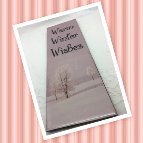 WARM WINTER WISHES Banner Ceramic Tile Sign Christmas Wall Art Unique Gift Idea Home Country Decor Holiday Handmade - JAMsCraftCloset