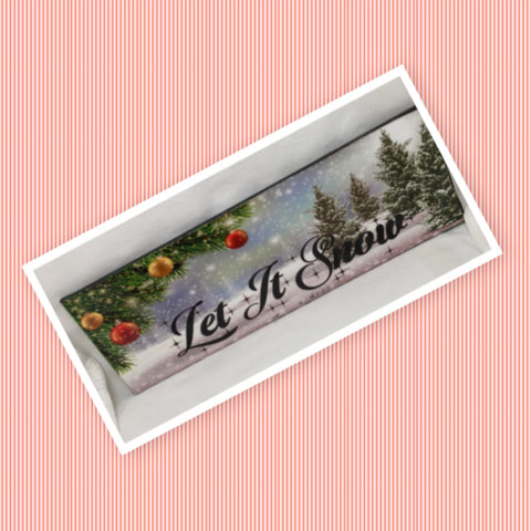 LET IT SNOW Banner Ceramic Tile Sign Christmas Wall Art Unique Gift Idea Home Country Decor Holiday Handmade - JAMsCraftCloset