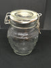 Flip Top Glass Jar TINY Vintage 4 1/2 Inches Tall Wire Holder With White Rubber Seal Embossed Fruit Gift Idea Collectible Rare