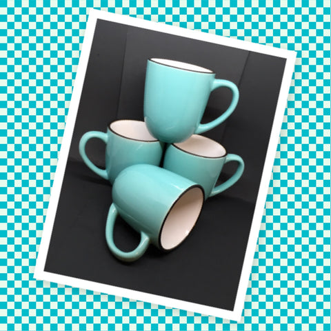 Cups Mugs Coffee Tea Vintage AMERICAN ATELIER Regency Teal Set of 4 or 8
