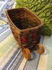 Sleigh Vintage Woven Basket Red Green With Stenciled Trees Wooden Runners Holiday Table Decor Vintage for You to Decorate-Collectible-Holiday Decor-Fill With Goodies-Gift Idea-Christmas Decor-Country Decor JAMsCraftCloset