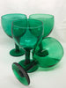 Stemware Vintage Dark Green Clear Glass Wine Glasses SET of 4 Barware Wedding JAMsCraftCloset