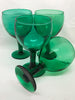 Stemware Vintage Dark Green Clear Glass Wine Glasses SET of 4 Barware Wedding JAMsCraftCloset