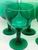 Stemware Vintage Dark Green Clear Glass Wine Glasses SET of 4 Barware Wedding JAMsCraftCloset