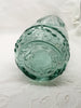 Bottle Green Glass Decorative Vintage Candlestick Holder Embossed Curtain, Flowers, and Rope - JAMsCraftCloset