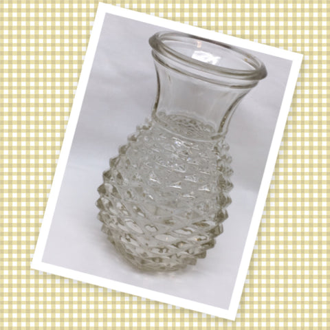 Vase Small Vintage Clear Glass With Diamond Point Floral Flower Vase Hexagon Shape FTD 1980 JAMsCraftCloset