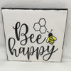 BEE HAPPY Wall Art Ceramic Tile Sign Gift Idea Home Decor Positive Saying Handmade Sign Country Farmhouse Gift Campers RV Gift Home and Living Wall Hanging - JAMsCraftCloset