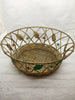 Basket Round Wire Glitter Christmas Vintage Gold Holly Green Red Berries No Handle Holiday Gift - JAMsCraftCloset