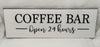 COFFEE BAR OPEN 24 HOURS Tile Sign Funny KITCHEN Decor Wall Art Home Decor Gift Idea Handmade Sign Country Farmhouse Wall Art Gift Campers RV Home Decor-Home and Living Wall Hanging - JAMsCraftCloset