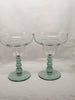 Stemware Vintage Green Ball Stem Clear Glass Margarita Glasses SET of 2 Barware Wedding JAMsCraftCloset