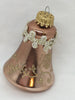 Bell Ornament Gold Glass Christmas Vintage Ribbon Mica Glitter Germany Gift - JAMsCraftCloset