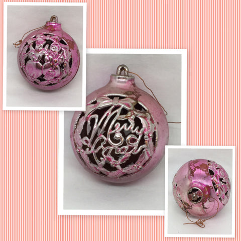 Ornament Vintage Christmas Plastic Pink Cut-Out Design 2 1/2 Inches in Diameter Holiday Tree Decor JAMsCraftCloset