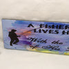 A FISHERMAN LIVES HER WITH THE WITH THE CATCH OF HIS LIFE Ceramic Tile Sign Wall Art Wedding Gift Idea Home Country Decor Affirmation Wedding Decor Positive Saying - JAMsCraftCloset