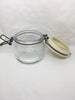 Flip Top Glass Jar TINY Vintage 4 1/2 Inches Tall Wire Holder NO Rubber Seal White Ceramic Top Gift Idea Collectible 