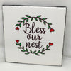BLESS OUR NEST Wall Art Ceramic Tile Sign Gift Home Decor Positive Quote Affirmation Handmade Sign Country Farmhouse Gift Campers RV Gift Home and Living Wall Hanging - JAMsCraftCloset