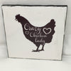CRAZY CHICKEN LADY Wall Art Ceramic Tile Sign Gift Home Decor Positive Quote Affirmation Handmade Sign Country Farmhouse Gift Campers RV Gift Home and Living Wall Hanging - JAMsCraftCloset