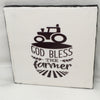 GOD BLESS THE FARMER Wall Art Ceramic Tile Sign Gift Home Decor Positive Quote Affirmation Handmade Sign Country Farmhouse Gift Campers RV Gift Home and Living Wall Hanging - JAMsCraftCloset