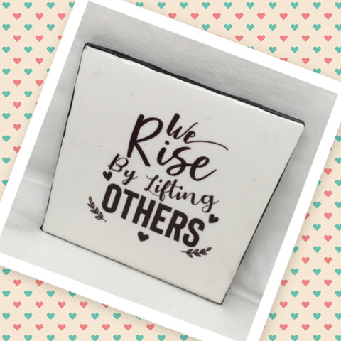 WE RISE BY LIFTING OTHERS Wall Art Ceramic Tile Sign Gift Home Decor Positive Quote Affirmation Handmade Sign Country Farmhouse Gift Campers RV Gift Home and Living Wall Hanging FAITH - JAMsCraftCloset