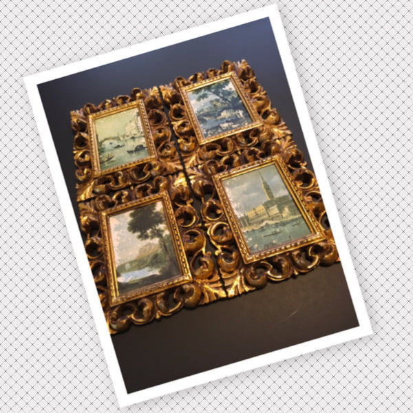 Pictures Victorian Scenic Vintage Gold Plastic Frame Wall Art Country Cottage Chic Farmhouse SET OF 4 NO GLASS JAMsCraftCloset