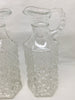 Bottle Decanter Carafe Clear Cut Glass Waffle Design Pouring Indentions NO Markings - JAMsCraftCloset