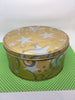 Tin Vintage Gold Stars and Swirls 6 1/2 Inches in Diameter 3 Inches Tall Gift Tin JAMsCraftCloset