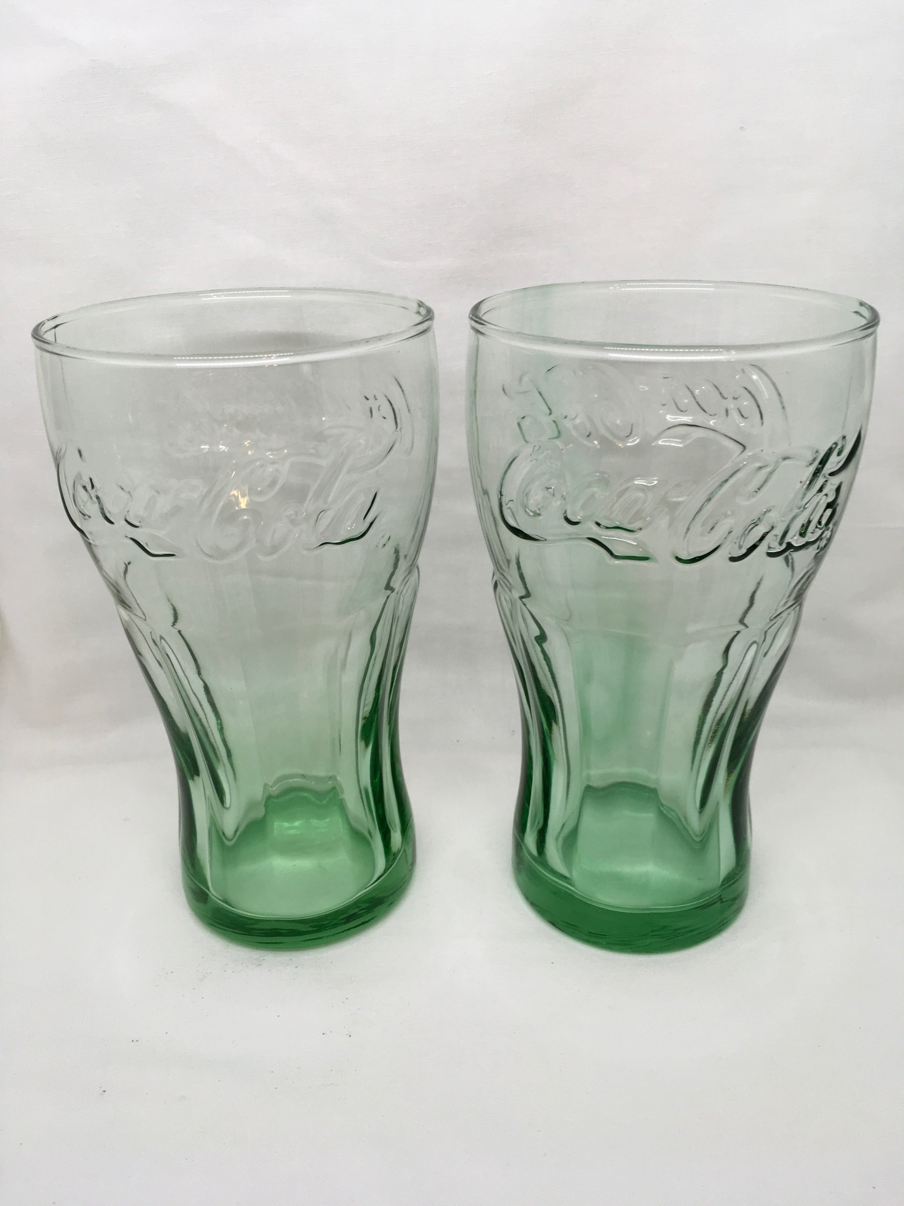 Glassware Vintage Coca Cola Glasses Green Glass Set of 2