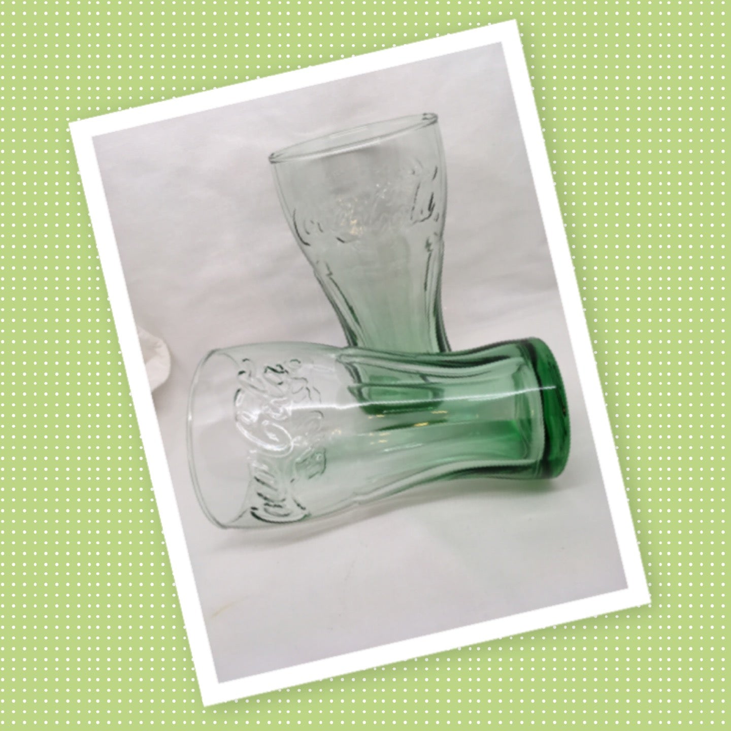 Glassware Vintage Coca Cola Glasses Green Glass Set of 2