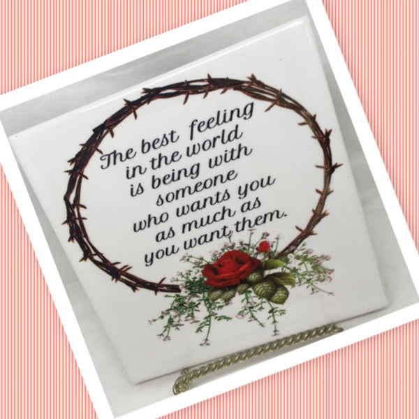 THE BEST FEELING IN THE WORLD Wall Art Ceramic Tile Sign Gift Idea Home Decor Positive Saying Gift Idea Handmade Sign Country Farmhouse Gift Campers RV Gift Home and Living Wall Hanging Love Valentine gift - JAMsCraftCloset
