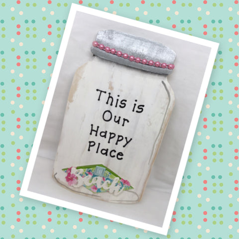 This is Our Happy Place Wooden Mason Jar Sign Wall Art Wall Hanging Hand Painted-One of a Kind-Unique-Home-Country-Decor-Cottage Chic-Gift JAMsCraftCloset