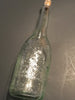 Bottle Corked Pale Green Glass Decorative Vintage Candlestick Holder Embossed Leaves Dots - JAMsCraftCloset