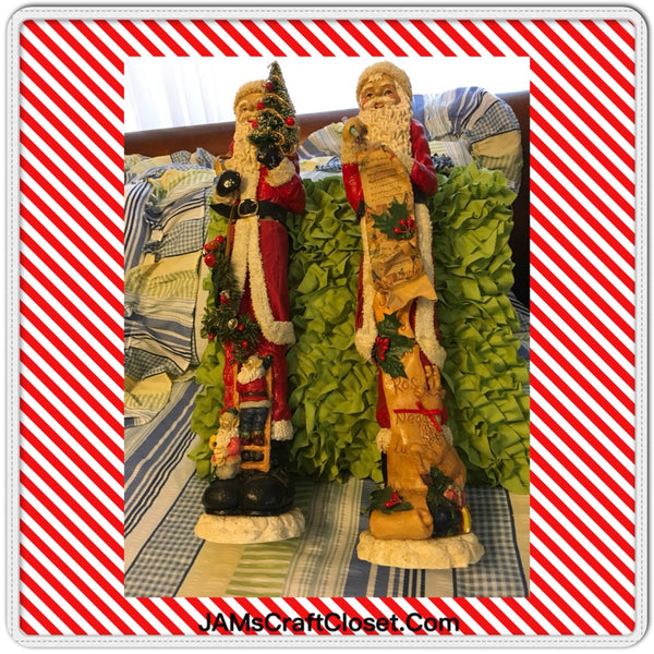 Santas Country Vintage Good List Elves and Tree 22 Inches Tall 4 Inches Wide SET OF 2 JAMsCraftCloset