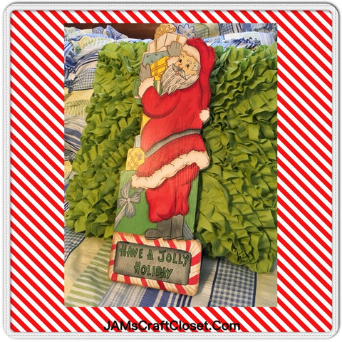 Santa Wooden Hand Painted Vintage With Packages Have A Jolly Holiday Holiday Christmas Decor JAMsCraftCloset