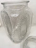 Clear Glass Canister Jar Vintage Waffle and Starburst Design Glass Stopper Lid