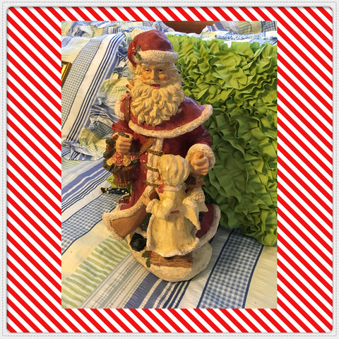 Santa Vintage With Angel Very Detailed With Flowers Basket 15 Inches Tall 8 Inches Wide JAMsCraftCloset