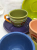 Expresso Tea Cup and Saucer Multi-Colored Geometric Floral Designs Vintage Retro Unique Kitchen Decor Drinkware
