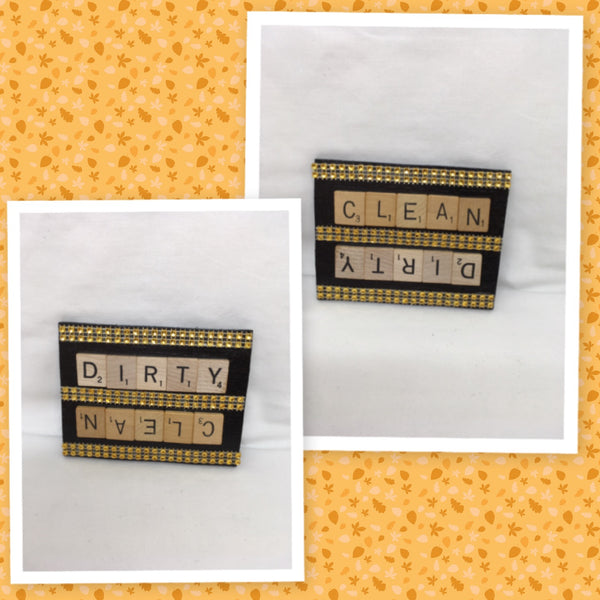 Dishwasher Magnet Handmade Wooden Scrabble Pieces CLEAN DIRTY Kitchen Decor Gift Idea