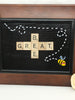 Wall Art Handmade Brown Wooden Frame Scrabble Pieces BEE GREAT Home Decor Gift Idea Hand Painted Unique Repurposed Up-Cycled JAMsCraftCloset