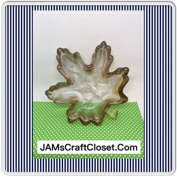 Candy Dish or Ashtray SMALL Glass Amber Maple Leaf Vintage Home Decor Country Decor - JAMsCraftCloset