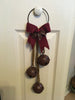 Bells Vintage Round Jingle 3 Red Rusted Patina Door Knob Hanger Holly Berries Holiday Decor Gift - JAMsCraftCloset