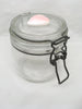 Flip Top Glass Jar La Parfait Super Vintage 4 Inches Tall Wire Bale NO Rubber Seal Clear Glass Top Pink Heart Decor Gift Idea Collectible Made in France