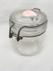 Flip Top Glass Jar La Parfait Super Vintage 4 Inches Tall Wire Bale NO Rubber Seal Clear Glass Top Pink Heart Decor Gift Idea Collectible Made in France