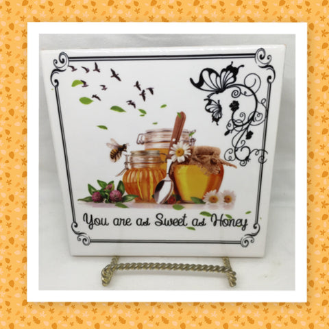 YOU ARE AS SWEET AS HONEY Wall Art Ceramic Tile Sign Gift Idea Home Decor Positive Saying Gift Idea Handmade Sign Country Farmhouse Gift Campers RV Gift Home and Living Wall Hanging - JAMsCraftCloset