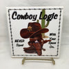 COWBOY LOGIC NEVER SQUAT WITH YOUR SPURS ON Faith Ceramic Tile Sign Wall Art Gift Idea Home Country Decor Affirmation Positive Saying - JAMsCraftCloset