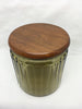 Green Glass Canister Jar Vintage Canister Round Wooden Stopper Lid Gift Idea Storage Kitchen Decor Great Gift Idea Collectible