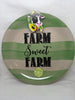 Plate Round Green Striped Hand Painted Upcycled Repurposed FARM SWEET FARM Home Decor Wall Art Gift Idea JAMsCraftCloset