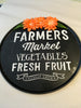 Farmers Market Round Metal Sign Country Home Decor Handmade Hand Painted Gift Idea Kitchen -One of a Kind-Unique-Home-Country-Decor-Cottage Chic-Gift JAMsCraftCloset