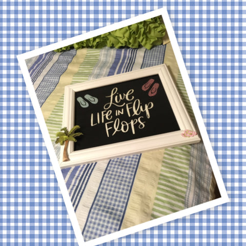 LIVE LIFE IN FLIP-FLOPS Framed Wall Art Handmade Hand Painted Home Decor Gift-One of a Kind-Unique-Home-Country-Decor-Cottage Chic-Gift - JAMsCraftCloset