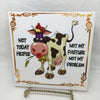 NOT TODAY HEIFER Ceramic Farm Tile Sign Wall Art Gift Idea Home Decor {{ JAMsCraftCloset }}